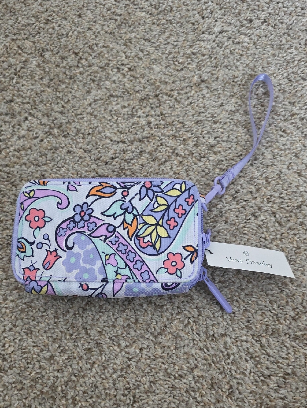 Vera Bradley Pastel Paisley Wristlet in Lavender, Mint & Yellow